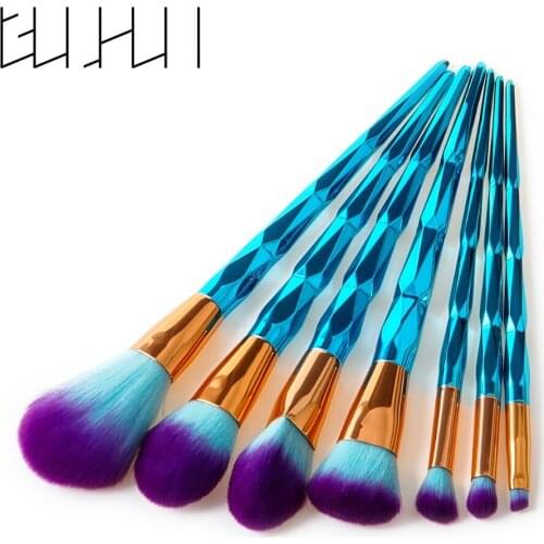 Green Diamond Makeup Brushes Unicorn Foundation Blush Powder Brush Contour Eyebrow Blending Makeup Brush Set Cosmetic Tools Kit