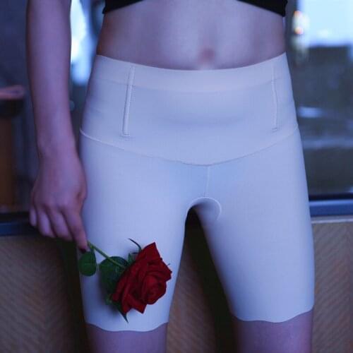 Women Tight Buttock Lifting Shaping Underwear Boxer Briefs High Waist Anti Curling Breathable Elastic Ice Silk Panties Plus Size