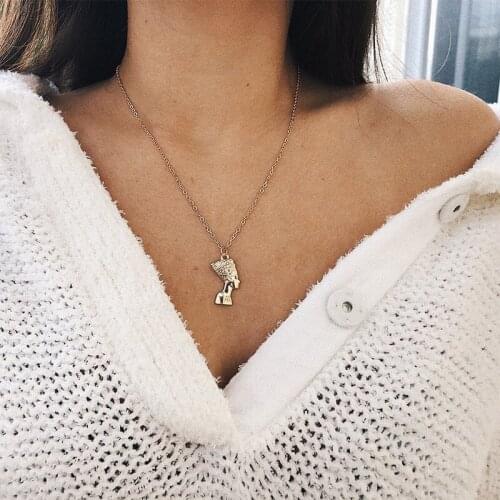 Bohemian Long Necked Womens Pendant Necklace Creative Egyptian Pharaoh Head Pendant Accessories Fashion Ladies Jewelry Gifts