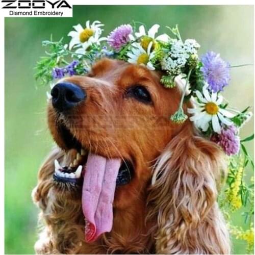 ZOOYA Diamond Embroidery 5D DIY Diamond Painting Dog Animal &Flower Diamond Painting Cross Stitch Rhinestone Decoration CJ725