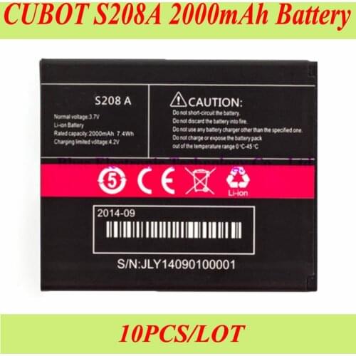 10PCS/LOT 2000mAh For Cubot S208A Battery Batterie Bateria AKKU Accumulator PIL Cell Phone