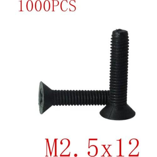 1000pcs wholesale M2.5*12 m2.5x12 black cross flat plastic screw Nylon insulated screw countersunk head cross bolt screw