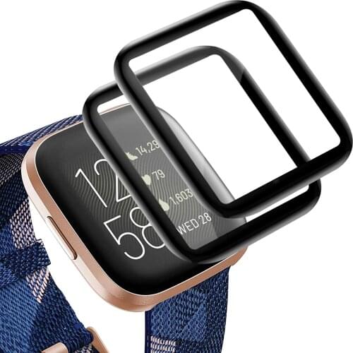 2pcs 3D Curved Full Coverage Screen Protector for Fitbit Versa 2 Smartwatch Shatter-Proof Anti-Scratch HD Versa2 Protective Film