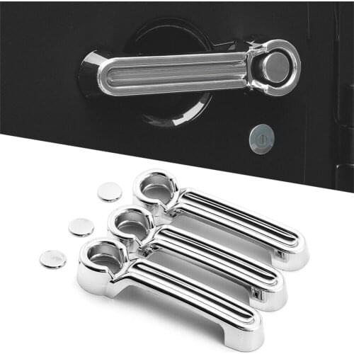 3Pcs Car Exterior Door Handle & Tailgate Cover Trim For JEEP Wrangler JK 2007-2017 2 Door Chrome