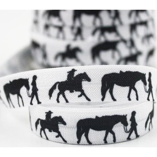 5/8" Cartoon horse heat-transfer elastic foe printed ribbon 16mm diy girls handmade bow ribbons for degift wrap tape ribbons