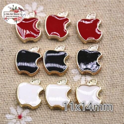 50pcs 11x14mm apple delicate multicolor flatback Buttons Home Garden Crafts Cabochon Scrapbooking DIY Accessories