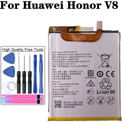 HB376787ECW Battery For Huawei Honor V8 Battery GB/T18287-2013 T18287 2013 3500mAh High Quality Bateria + Tools