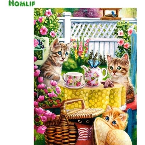 5D DIY Diamond Embroidery cats enjoy life Diamond Painting Cross Stitch full Square&round Rhinestone Mosaic home decoration gif