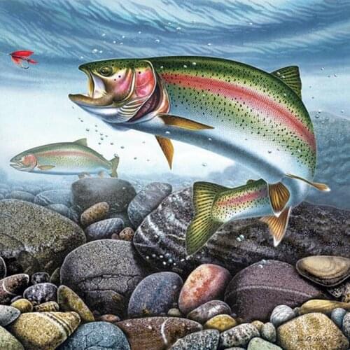 Full drill diamond embroidery needlework cross stitch full round rhinestones crafts painting sets Striped fish