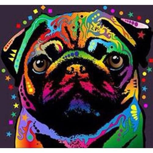 DIY Full colorful pug diamond painting The pet dog cross stitch full drill needlework painting Plastic crafts diamond embroidery