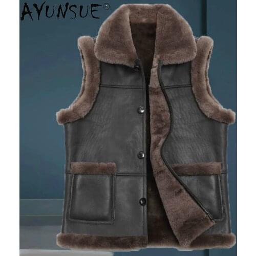 AYUNSUE Men's Fur Vests