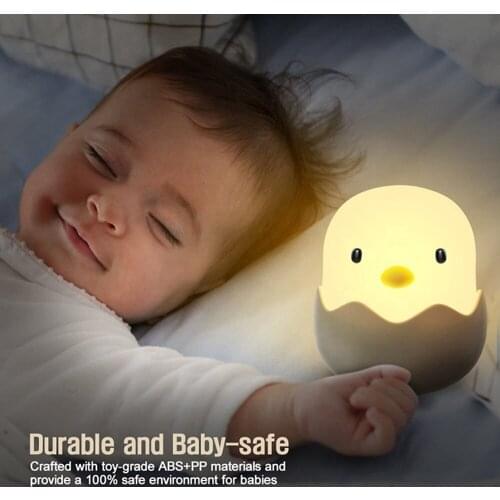 Kids Touch Sensor Eggshell Chicken Night Light Eggy Sleeping Cute Cartoon Silicone USB Charging Tumbler Bedside Creative Lamp