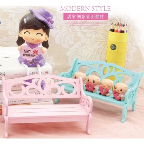 Wooden Mini Bench Garden Miniatures Dollhouse Decoration Props Crafts Park Modern Accessories