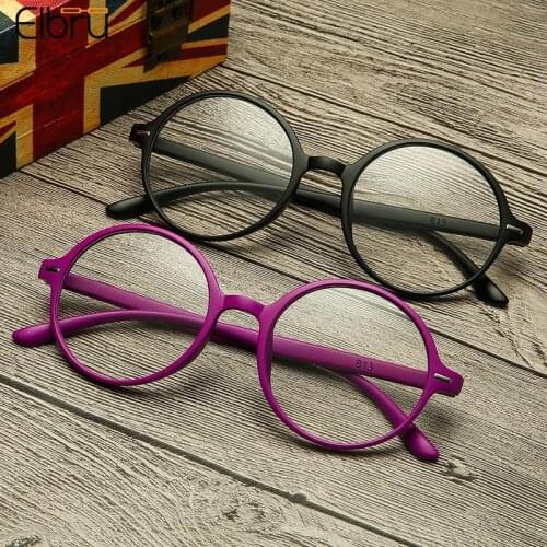 Elbru Fashion Round Frame TR90 Reading Glasses High Definition Comfortable Resin Presbyopic Glasses Unisex +1.0 to +4.0