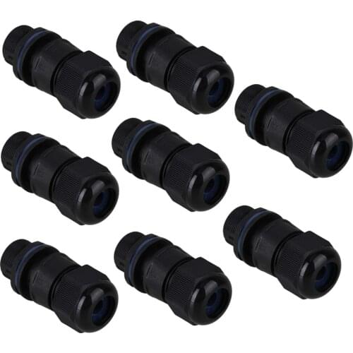 Ethernet LAN Black IP68 Protection M20 Stuffing Locknut Outdoor Plastic RJ45 AP Waterproof Cable Gland Connector Pack of 8