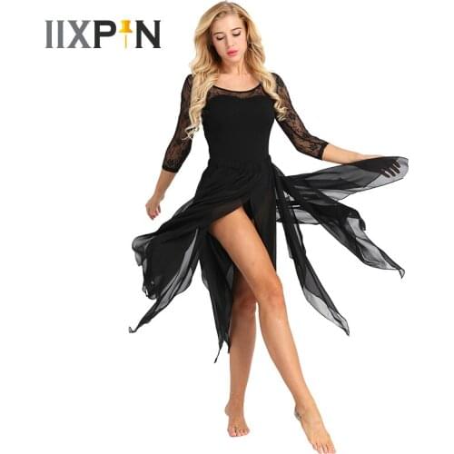 IIXPIN Women Asymmetric Belly Dance 13 Panel Chiffon Skirt Side Split Adult Performance Costume Dance Skirt Belly Dance Costumes