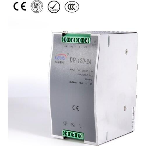 Fast delivery DR-120-24 with LED indicator 120w 24v output AC DC DIN RAIL switching power supply