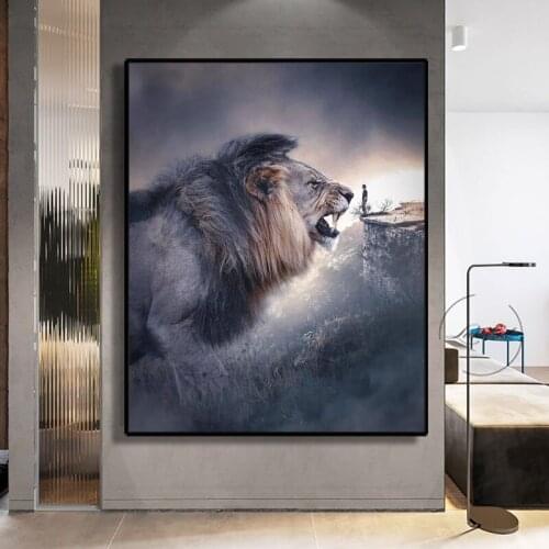 Ferocious Lion Animal Posters and Prints on Canvas Modern Cuadros Painting Wall Art Picture for Living Room Home Decoration