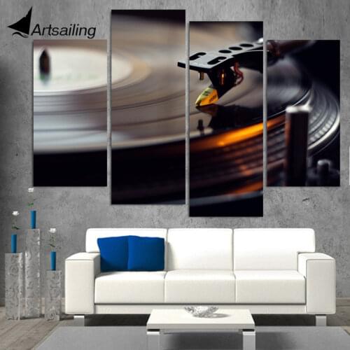 4 piece canvas art Vinyl disk Records canvas painting music poster wall pictures for living room free shipping XA1685A