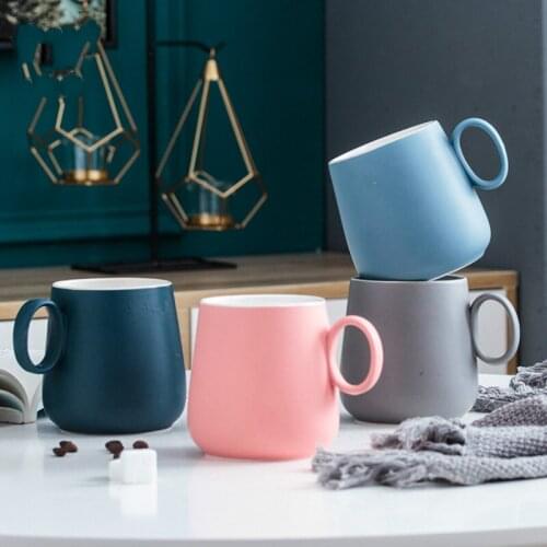 Ceramic Coffee Cup Handle Breakfast Milk Mug European Tea Set Pot Belly High Temperature Water Cup for Leisure Bar Milk Tea Shop