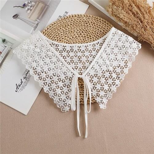 Fake Collars for Women Hollow Embroidered False Collar Adult Gilrs Detachable Collars White Shirt Neckwear Accessories