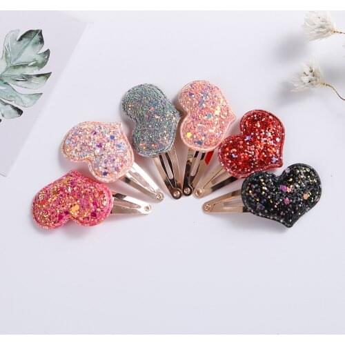 Lovely Girls Hair Clips Sequins Barrettes Giltter Heart Alloy Baby Hairpins Cute Grips Headwear Hair Accessories For Girls