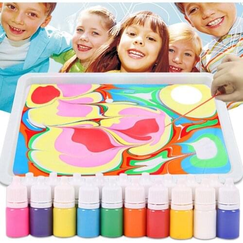 Children Floating Painting Kit Diy Painting On Water Toys Kit Educational Art 2020new Set Painting For Kids Marbling Creati O6R6