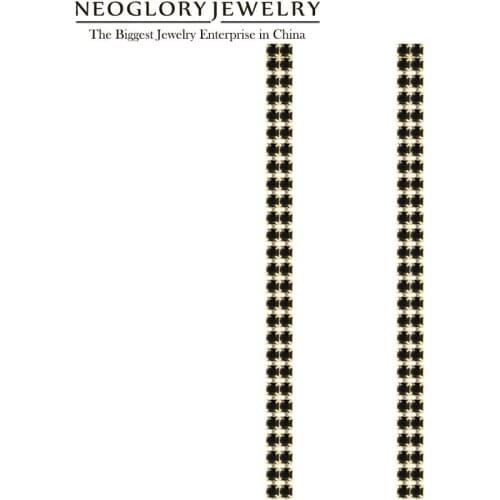 Neoglory 2020 New Fashion 2MM CZ 2Rows 7cm Claw Chain Crystal Tassel Earrings For Women Bride Jewelry For Wedding Gift Souvenir