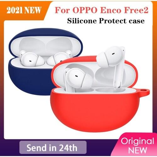 2021NEW For OPPO Enco Free 2 Case Solid Color Non-slip Silicone Protect Earphones Cover for OPPO Enco Free2 Headphones Case