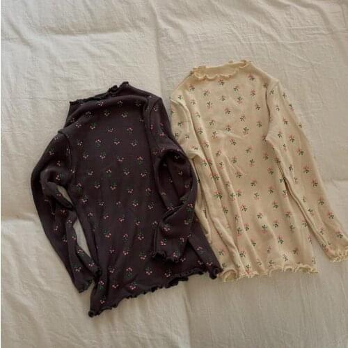 2021 New Girls Boys Floral T-Shirt Fashion Cotton Autumn Full sleeve Kids Top 1-7t CO904