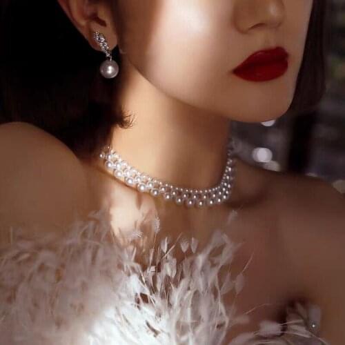 2021 New Fashion Pearl Necklace French Retro Thin Pearl Choker Girl Double Pearl Choker Holiday Party Wedding Jewelry Gifts