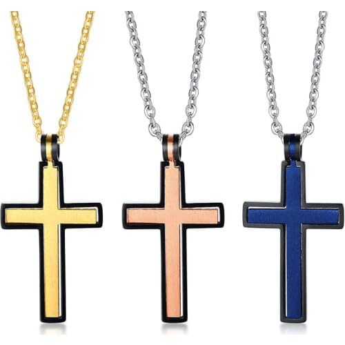 Newest Stainless Steel Detachable Jesus Cross Necklace For Men Women Beautiful Colors Pendant Necklace Religion Jewelry Unisex