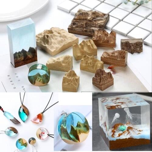 New Natural sandalwood snow mountain Dried Flower Resin Decorative Craft DIY Ring pendant Micro landscape makeing for jewelry