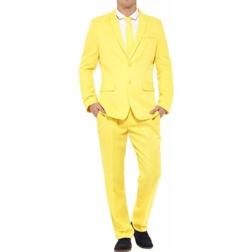 New Arrival Groomsmen Yellow Groom Tuxedos Peak Lapel Men Suits Wedding/Prom Best Man Blazer ( Jacket+Pants+Tie) C337