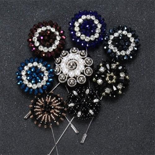 New Hot Classic Handmade Beads Brooches Pin For Women and Men Suit Collar Flower Fabric Fashion Mens Suit Corsage Accessories