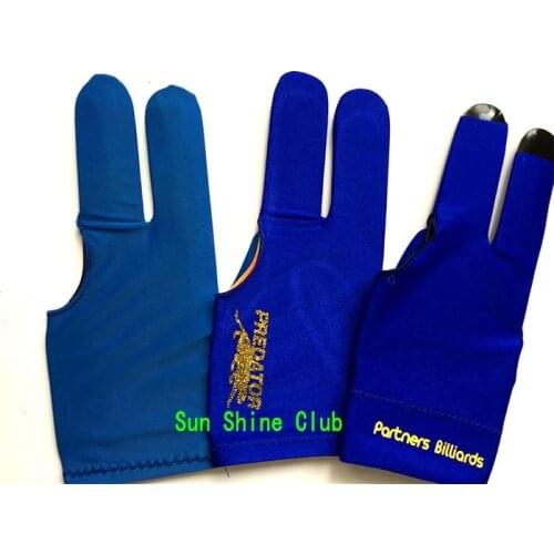 Free shipping 3pcs/lot high Elasticity 3 finger blue Billiards gloves/Snooker billiard table Gloves Billiards Accessories