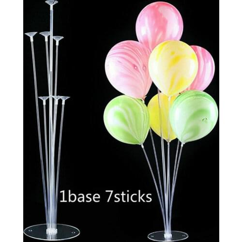 Clear Balloon Column Display Stand Base Arch Ring Buckle & Pole Plum Shape Flower Clip For Wedding Party Decor