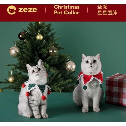 Christmas cat scarf accessories cute dog scarf winter warm knitted small milk cat scarf clothes