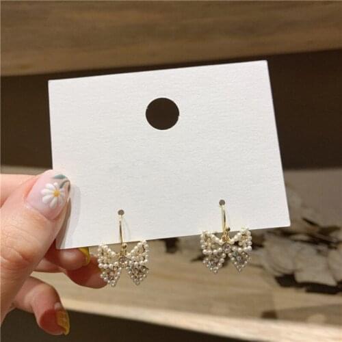 Drop Earrings for Women Lovely Bow Pearl Earrings Fashionable Exquisite Student Earrings Jewelry Accessories Wholesale