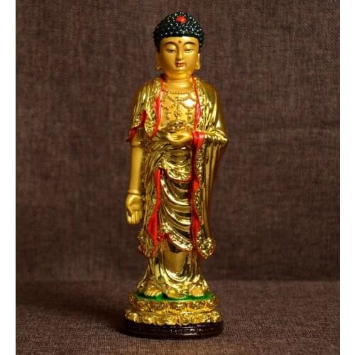 Handicrafts, Sakyamuni, Resin Amitabha, painted Buddha statue, Buddhist figure, buddhism figurine, joss, about 22*13.5CM