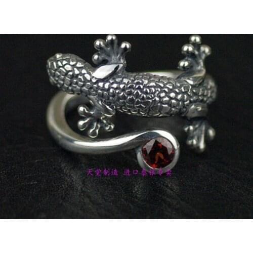 Thailand jewelry 925 Silver Girls'Lovely Gecko (Shelter) Thai Silver Ring for W Tailing Rings