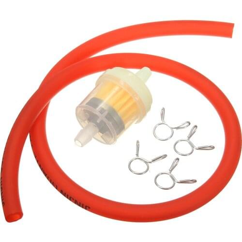6mm Motorcycle Gas Fuel Filter Petrol Pipe Hose Line + 4 Clips Moto Scooter Dirt Bike Yellow Red Blue Green