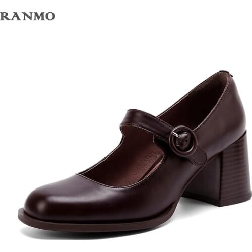 Vintage Mary Jane Shoes Womens Shoes High Heels Leather High Heels Housewife Office Everyday Shoes Temperament Woman Elegant