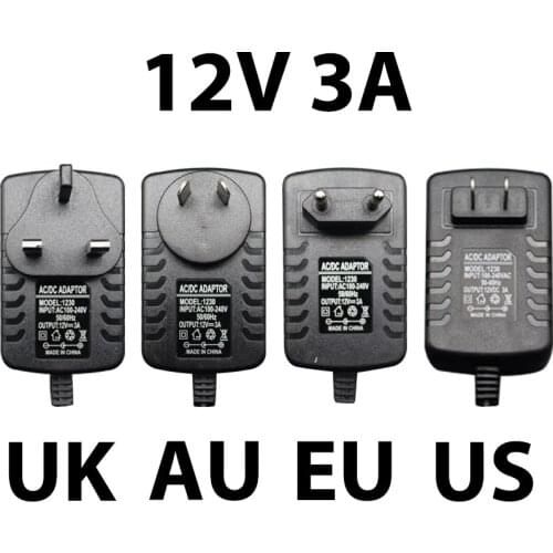 Ac 100-240v Dc 12v 3a Universal Power Adapter Supply Charger Adaptor Uk Eu Au Us For Led Light Strips