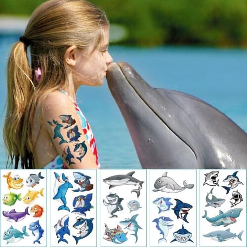 Face Temporary tattoo set Sharks tatoo sticker kids Cartoon Halloween Chrismas Day tatoo Unicorn Dinosaur tattoos small tattoo