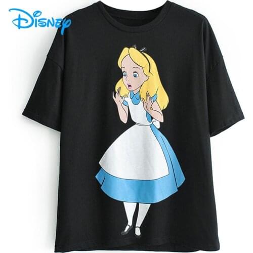 Disney T-Shirt Women Vintage Alice in Wonderland Cartoon Harajuku Tshirt Women Summer 2020 Casual Streetwear Tee Shirt Top Femme