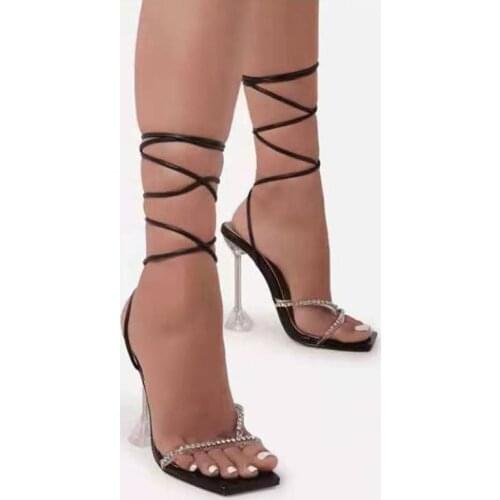 Women Heels Sandals Ladies Sexy Cross Ankle Strap Gladiator Sandals 2021 Summer Female Party Shoes Plus 43 Black Orange