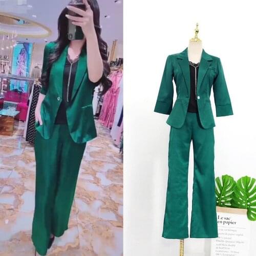 Kpop Seo Yea Ji IU Lee Ji Eun short Long Sleeved Blazer Jackets coat and temperament loose Straight pants women two piece set