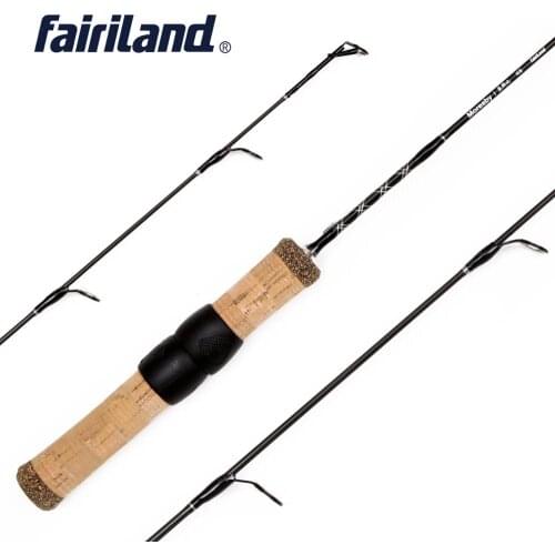 1 Section Ice Fishing Rod Made of SOLID CARBON 100% 2'/2.4' Ice Rod w/ Unique Reel Seat and premium grade CORK WOOD handle