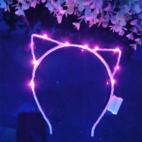 1PC Led Ear Cat Shaped LED Headbands Party Light Up Flashing Blinking Party Headwear Christmas Hair Accessories Glow Party
